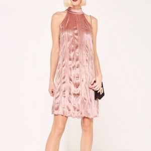 High neck pleated dress